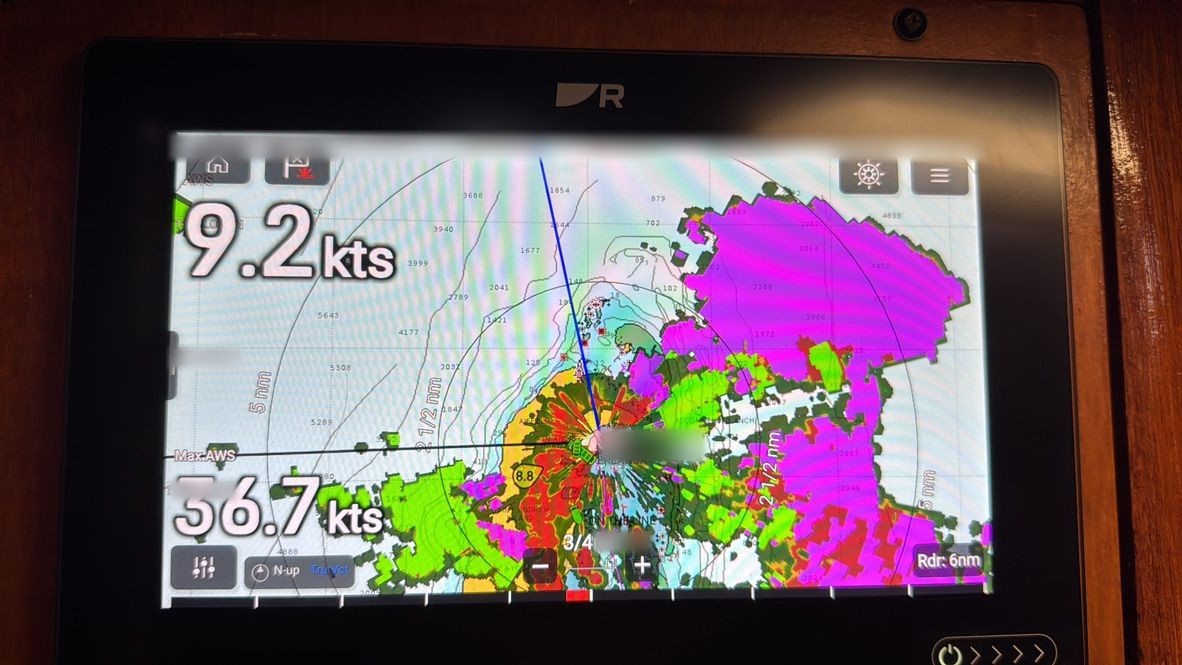 Raymarine Axiom chart and radar close-up — clean screen