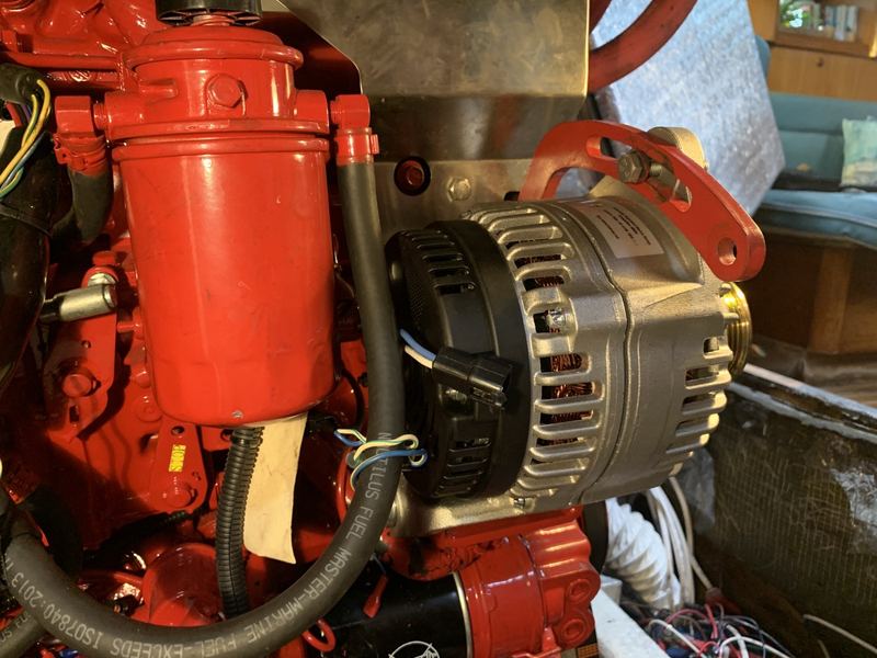 One of our alternators on the red Beta Marine engine
