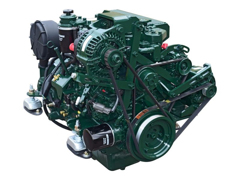 A green Beta Marine inland engine