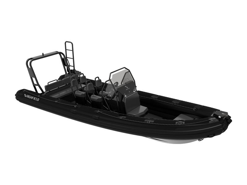 A black Highfield Patrol RIB