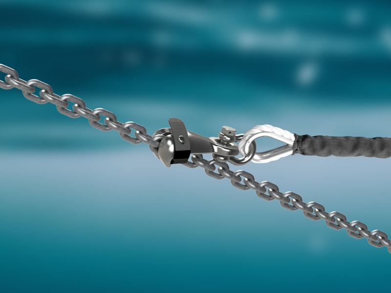 A Mantus chain hook on anchor chain